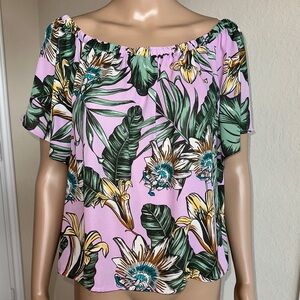 J. Crew Tropical Floral Blouse - Pink and Green